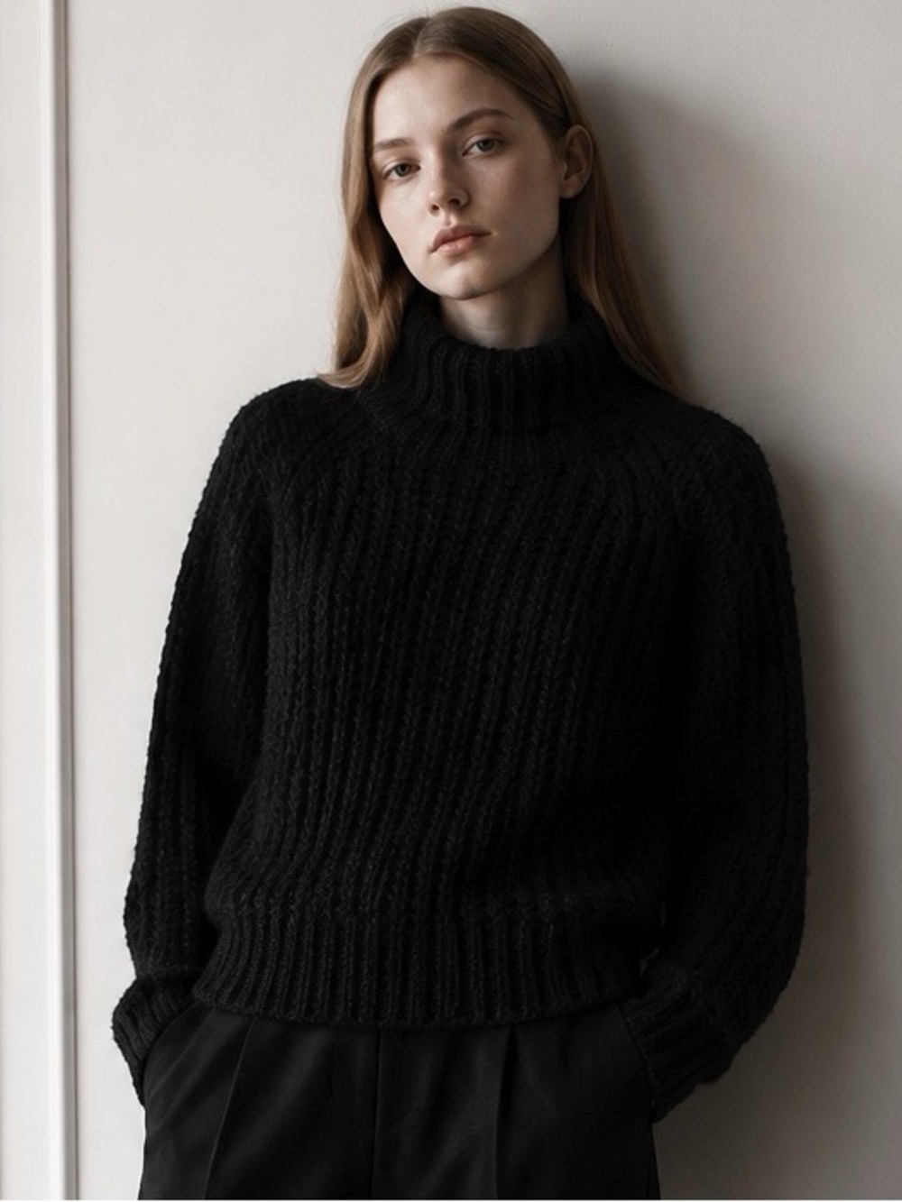 En Saison Super Chunky Women's Black Pullover Knit Sweater Size Small